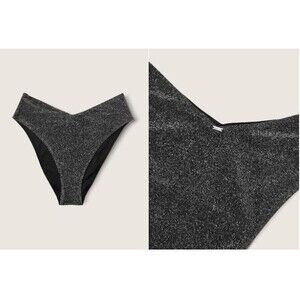 Victoria’s Secret Shimmer High‑Waist Cheeky Bikini Bottom Black Large